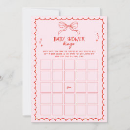 Hand Drawn Bow Christmas Baby Shower Bingo Game Kaart