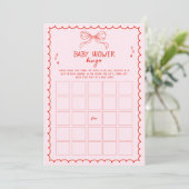 Hand Drawn Bow Christmas Baby Shower Bingo Game Kaart (Staand voorkant)