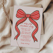 Hand Drawn Bow Christmas Party Invitation Kaart