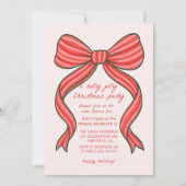 Hand Drawn Bow Christmas Party Invitation  Kaart (Voorkant)