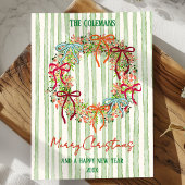 Hand Drawn bow christmas wreath new year greetings Feestdagenkaart