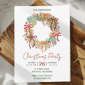 Hand Drawn bow christmas wreath new year Kaart