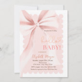  Hand Drawn Bow Elegant Frame Pink Baby Shower Kaart (Voorkant)