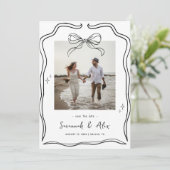 Hand Drawn Bow Frame Coquette Doodle Wedding Fun Save The Date (Staand voorkant)