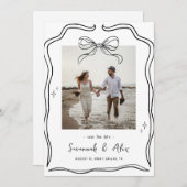 Hand Drawn Bow Frame Coquette Doodle Wedding Fun Save The Date (Voorkant / Achterkant)
