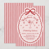 Hand Drawn Bow Galentine's Day Invitation Kaart (Voorkant / Achterkant)