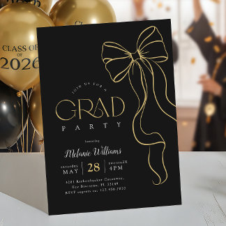Hand Drawn Bow Graduation Invitation Kaart
