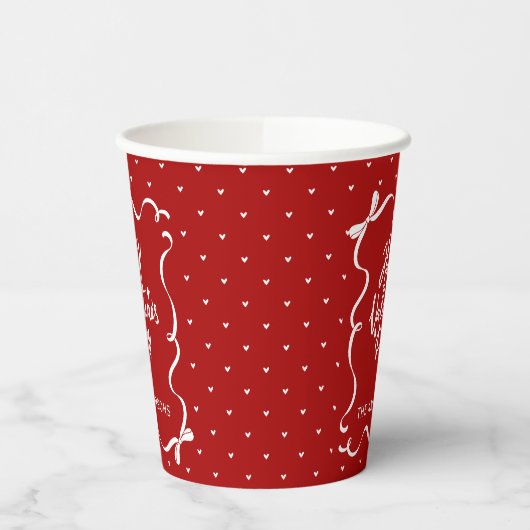 Hand Drawn Bow & Hearts Pattern Valentine's Day Papieren Bekers (Links)