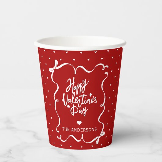 Hand Drawn Bow & Hearts Pattern Valentine's Day Papieren Bekers (Voorkant)