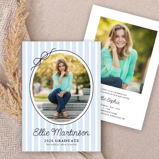 Hand Drawn Bow Photo Graduation Party Invitation Kaart