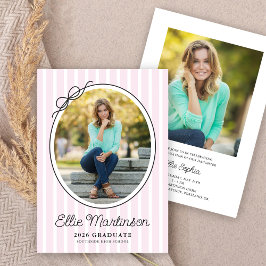 Hand Drawn Bow Photo Graduation Party Invitation Kaart