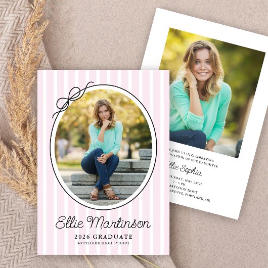 Hand Drawn Bow Photo Graduation Party Invitation Kaart