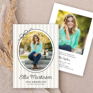 Hand Drawn Bow Photo Graduation Party Invitation Kaart