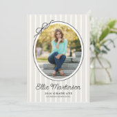 Hand Drawn Bow Photo Graduation Party Invitation Kaart (Staand voorkant)