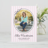 Hand Drawn Bow Photo Graduation Party Invitation Kaart (Staand voorkant)