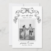 Hand Drawn Bow & Photo Modern Wedding Save The Date (Voorkant)
