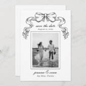 Hand Drawn Bow & Photo Modern Wedding Save The Date (Voorkant / Achterkant)