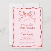Hand Drawn Bow Red & Pink Merry Little Baby Shower Kaart (Voorkant)