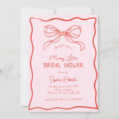 Hand Drawn Bow Red Pink Merry Little Bridal Shower Kaart (Voorkant)