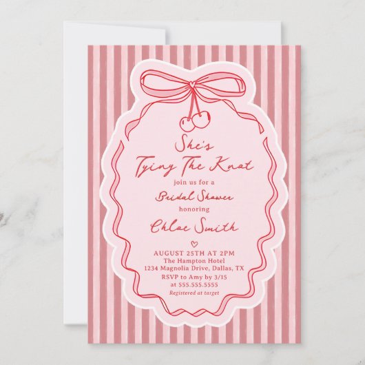 Hand Drawn Bow Tying The Knot Bow Bridal Shower Kaart (Voorkant)