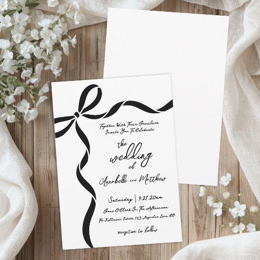 Hand Drawn Bow Whimsical Wedding Kaart
