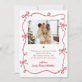 Hand Drawn Bows Arch 2 Photo Merry Christmas Red Feestdagenkaart (Achterkant)