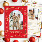Hand Drawn Bows Arch 2 Photo Merry Christmas Red Feestdagenkaart