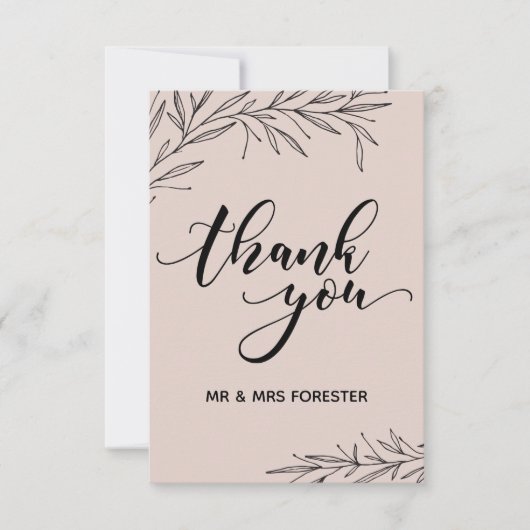 Hand Drawn Branch Flat Hartelijk dank Bedankkaart (Voorkant)