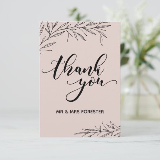 Hand Drawn Branch Flat Hartelijk dank Bedankkaart (Staand voorkant)