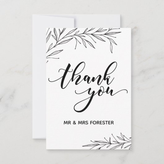 Hand Drawn Branch Flat Hartelijk dank Bedankkaart (Voorkant)