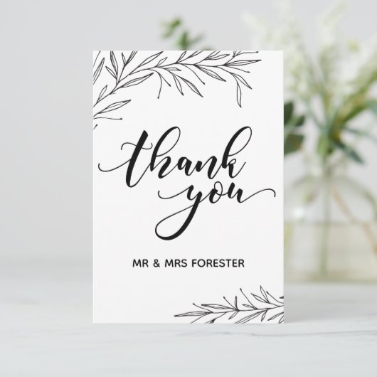 Hand Drawn Branch Flat Hartelijk dank Bedankkaart (Staand voorkant)