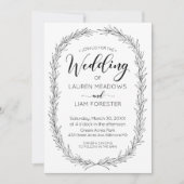 Hand Drawn Branch Lijst Wedding Invitation Kaart (Voorkant)