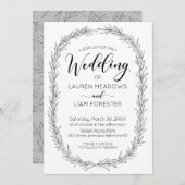 Hand Drawn Branch Lijst Wedding Invitation Kaart (Voorkant / Achterkant)