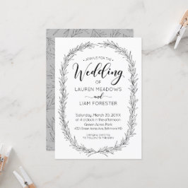 Hand Drawn Branch Lijst Wedding Invitation Kaart