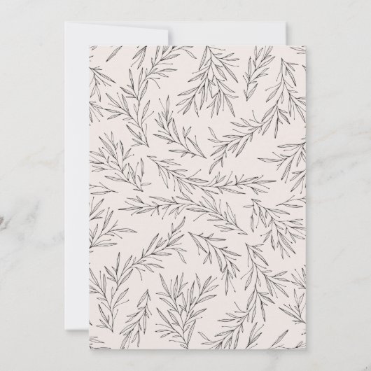 Hand Drawn Branch Lijst Wedding Invitation Kaart (Achterkant)