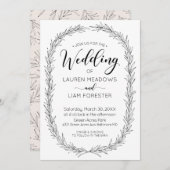 Hand Drawn Branch Lijst Wedding Invitation Kaart (Voorkant / Achterkant)