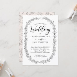 Hand Drawn Branch Lijst Wedding Invitation Kaart