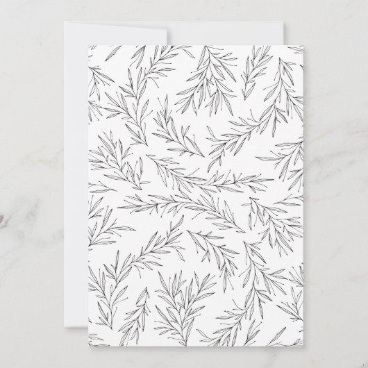 Hand Drawn Branch Lijst Wedding Invitation Kaart (Achterkant)
