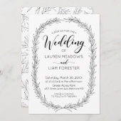 Hand Drawn Branch Lijst Wedding Invitation Kaart (Voorkant / Achterkant)