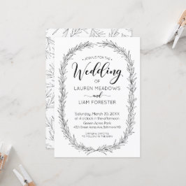 Hand Drawn Branch Lijst Wedding Invitation Kaart