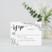 Hand Drawn Branches Wedding Briefkaart RSVP (Staand voorkant)