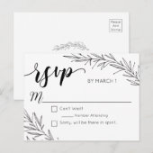 Hand Drawn Branches Wedding Briefkaart RSVP (Voorkant / Achterkant)