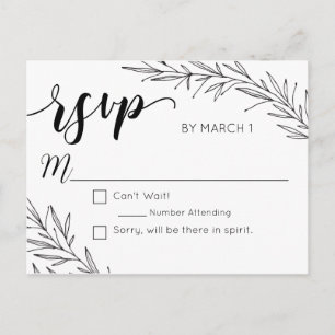 Hand Drawn Branches Wedding Briefkaart RSVP