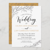 Hand Drawn Branches Wedding Invitation Kaart (Voorkant / Achterkant)
