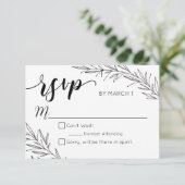 Hand Drawn Branches Wedding RSVP Kaartje (Staand voorkant)