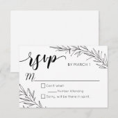 Hand Drawn Branches Wedding RSVP Kaartje (Voorkant / Achterkant)