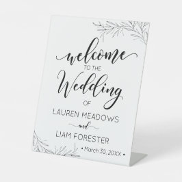 Hand Drawn Branches Wedding Welcome Reclamebord Met Voetstuk
