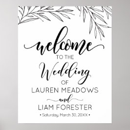 Hand Drawn Branches Wedding Welkome Poster