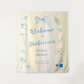 Hand Drawn Bridal Shower Backdrop Tapestry Wandkleed (Voorkant)