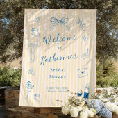 Hand Drawn Bridal Shower Backdrop Tapestry Wandkleed